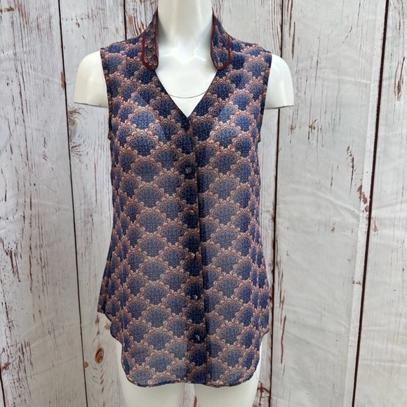 CAbi Blue and Pink Patterned Blouse - Picture 1 of 5